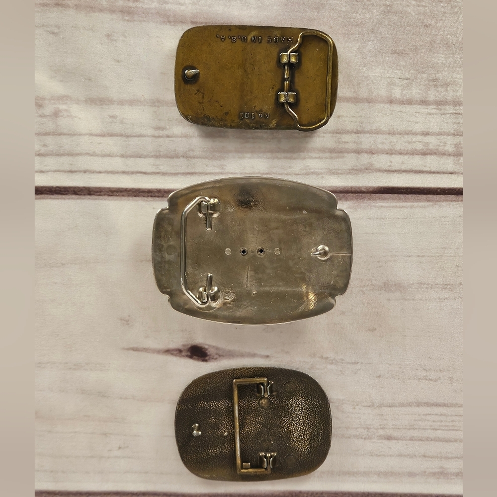 Lot of 3 Vintage Belt Buckles Taurus, Agate and Racing Car Belt Buckles - Picture 6 of 8